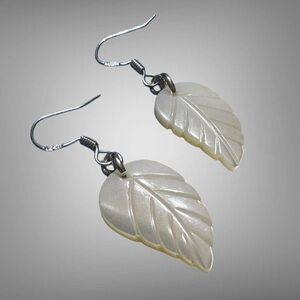 MOTHER OF PEARL TROPICAL LEAF EARRINGS